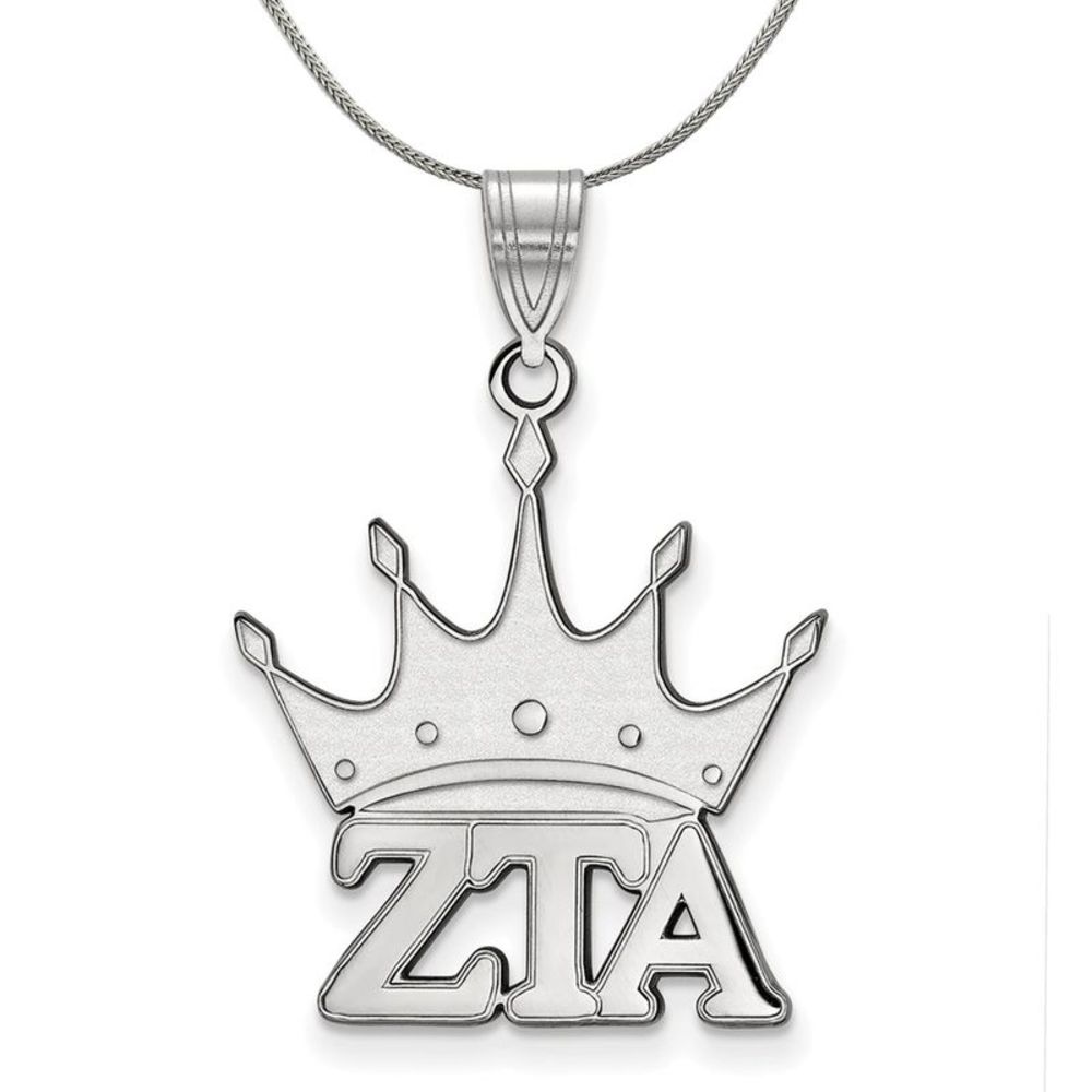Sterling Silver Zeta Tau Alpha Medium Pendant Necklace - 20 Inch